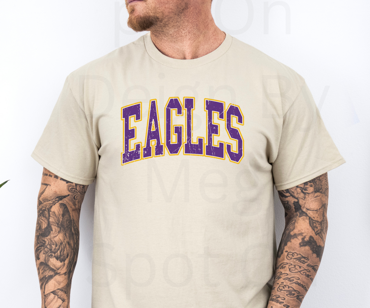 Eagles Distressed Purple w/ Gold Outline Tee