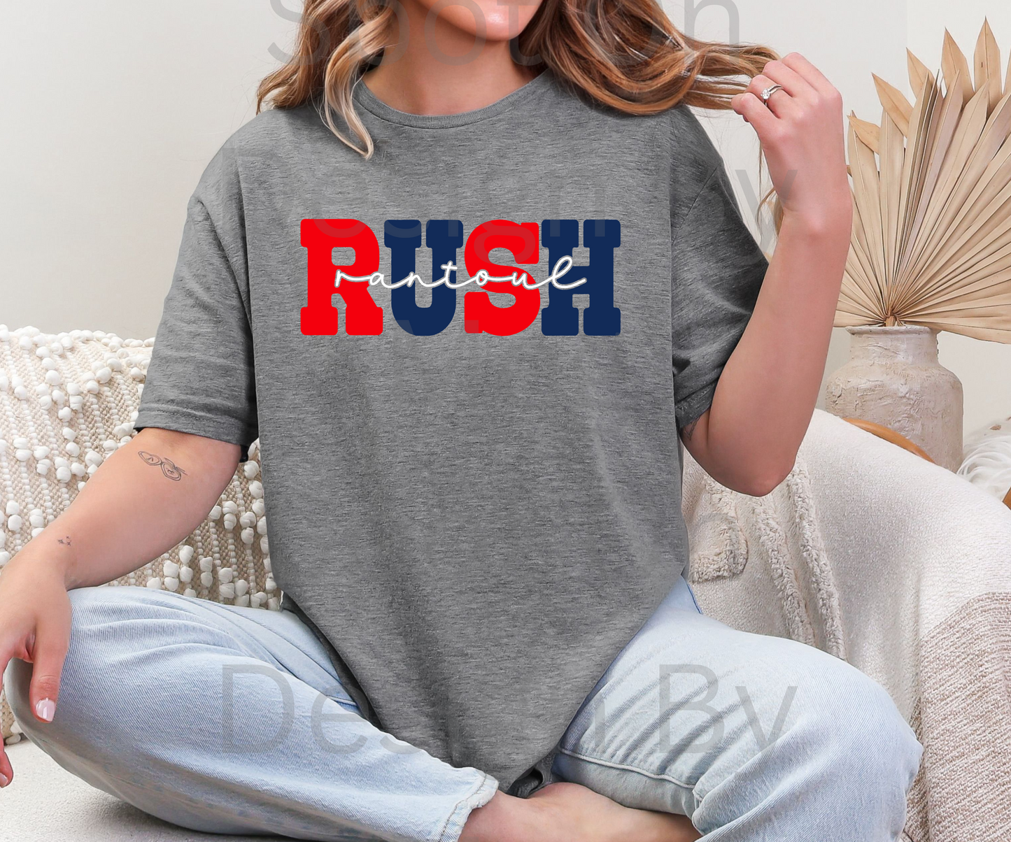 Rantoul Rush W/ Red And Navy Letter Tee