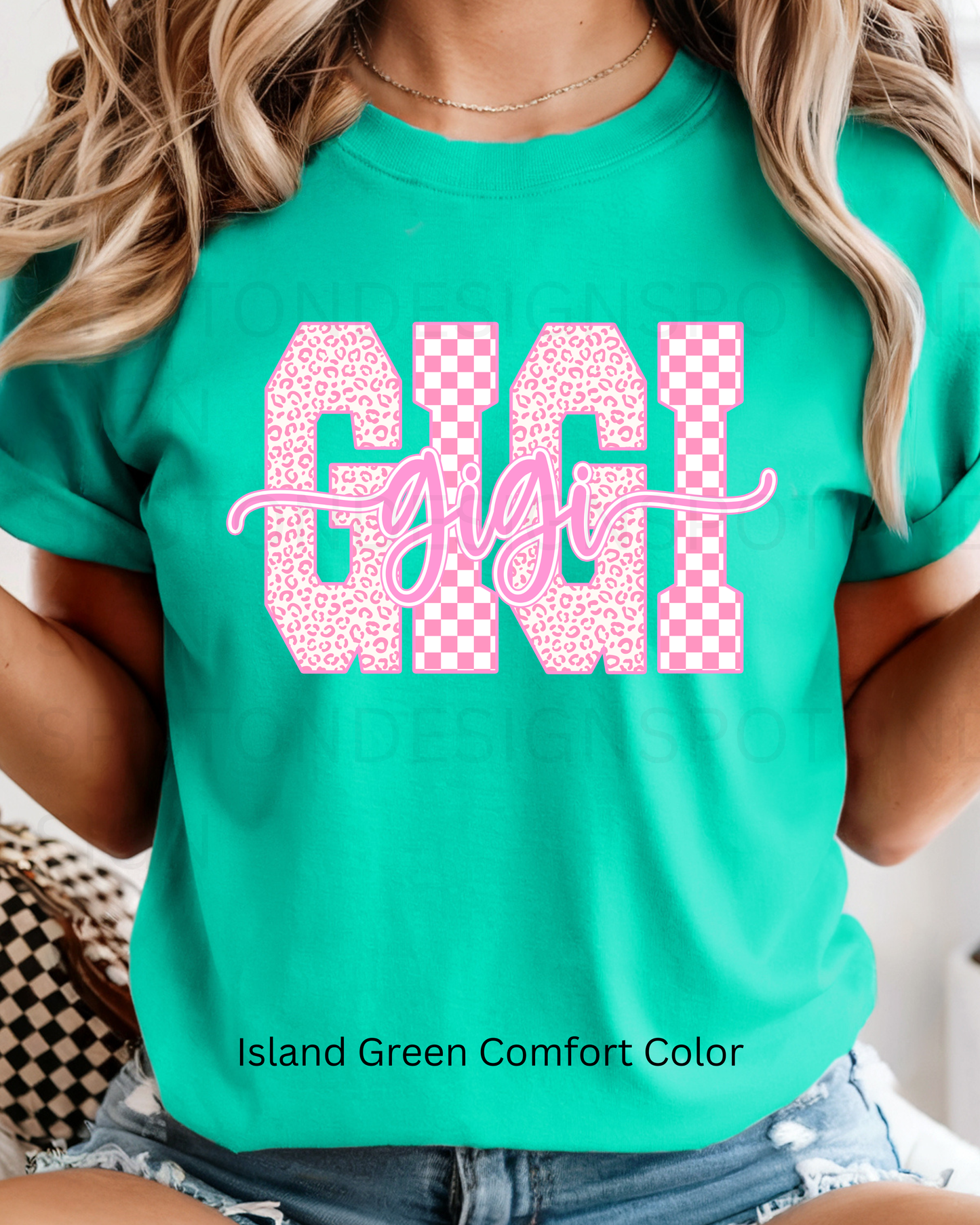 Gigi w/ Pink & White Checkered Tee