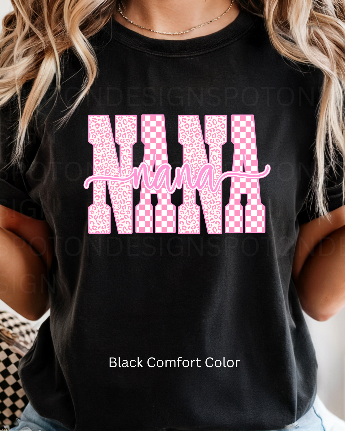 Nana w/ Pink & White Checkered Tee