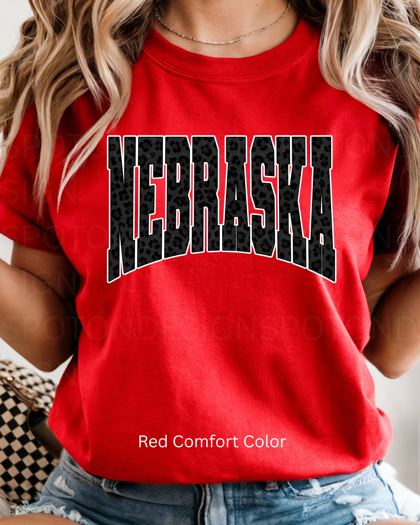 Nebraska Black Leopard Tee