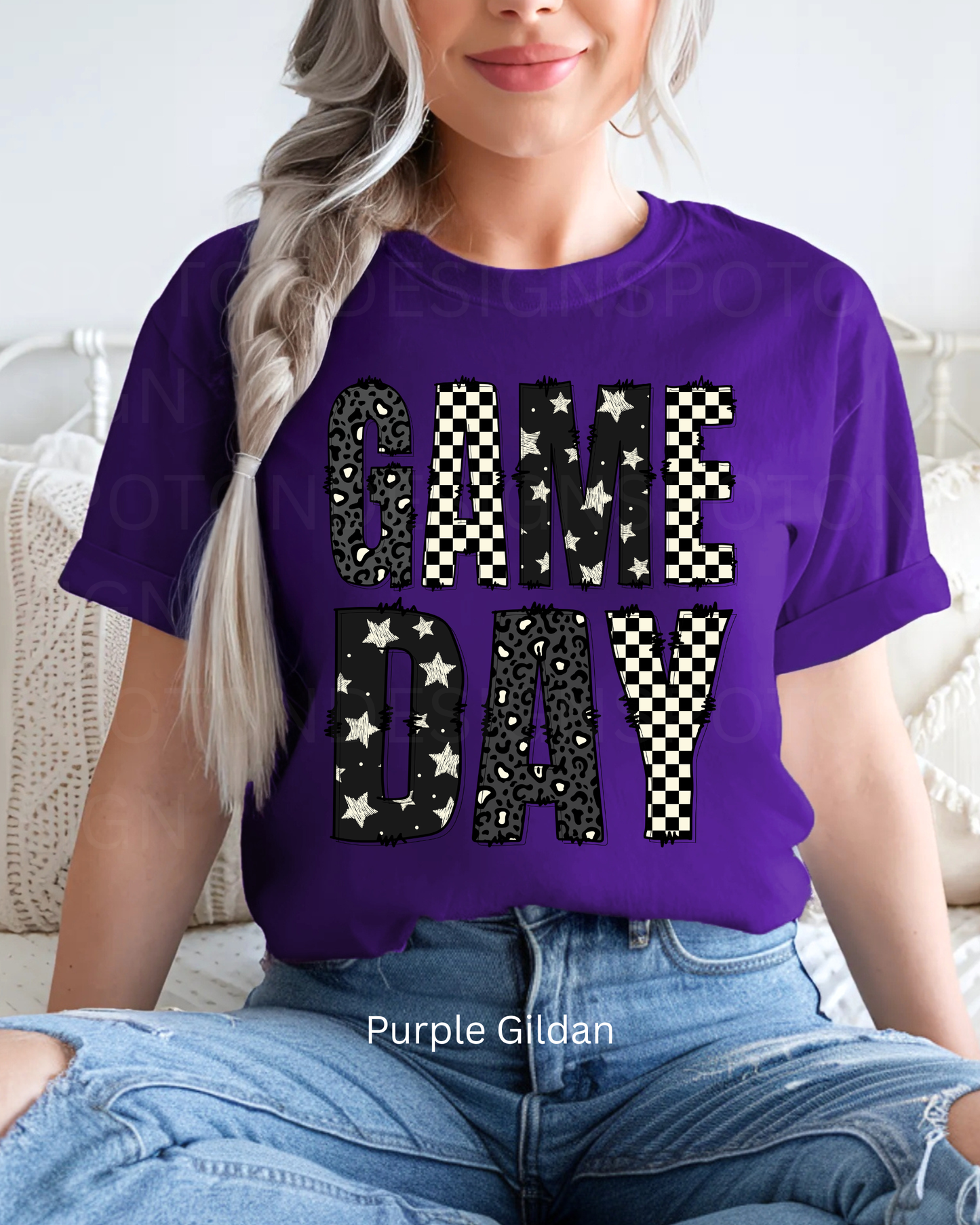 Game Day Pattern Alpha Letter Tee
