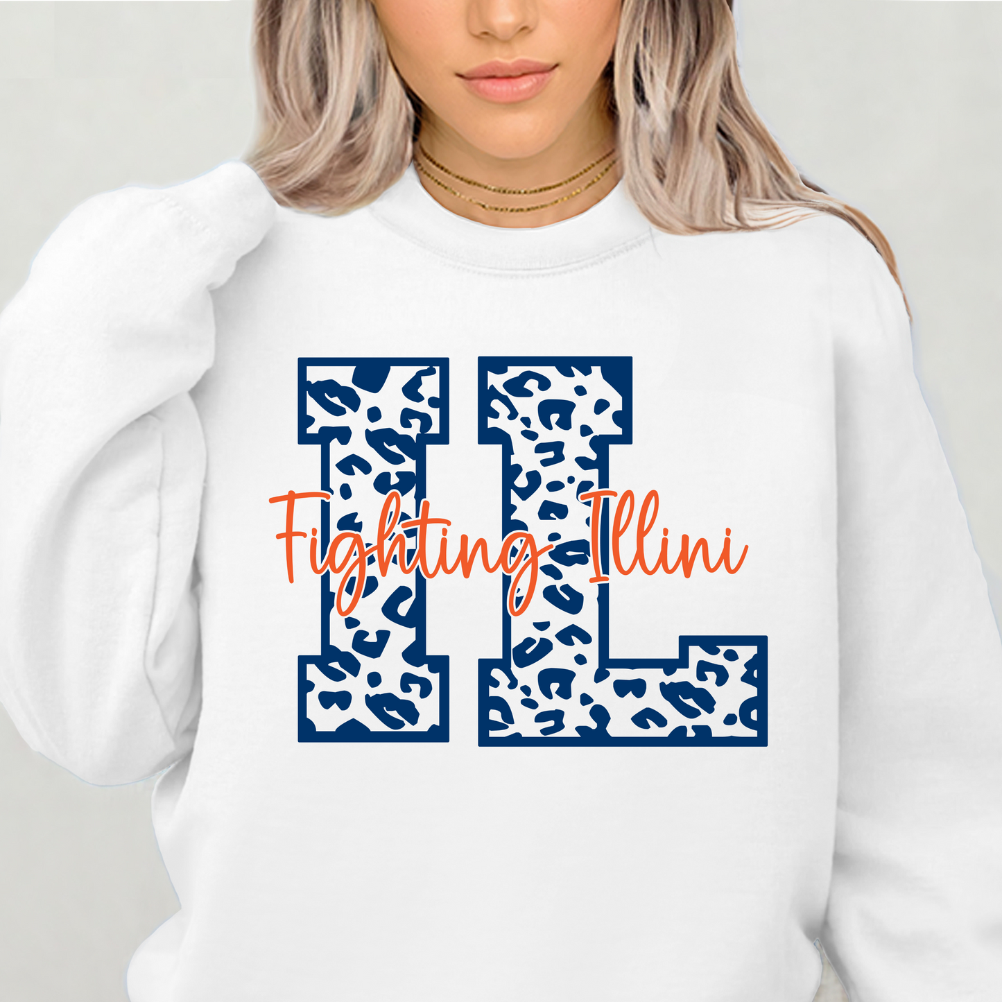 Fighting Illini w/ Big IL Crewneck