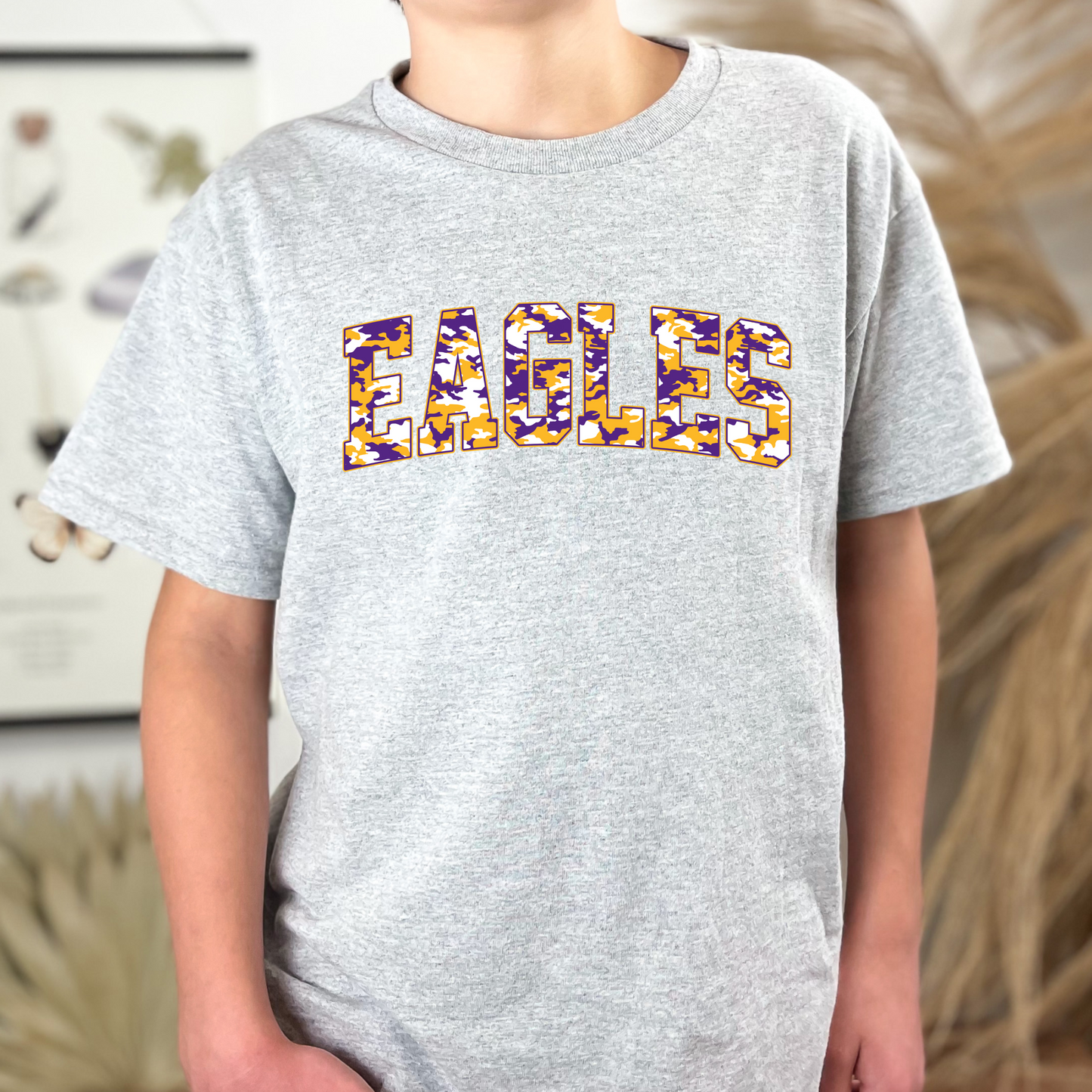 Eagles Purple And Gold Camo Youth Tee