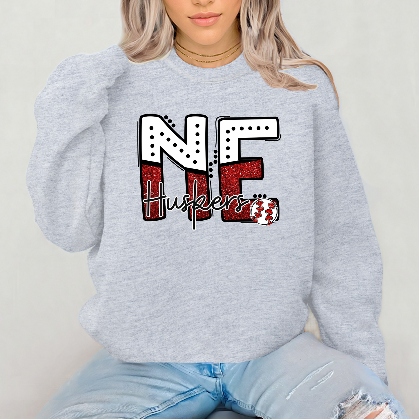 NE Huskers Baseball Crewneck