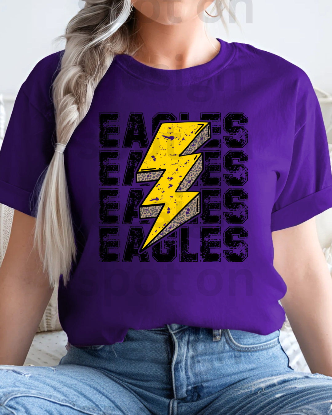 Eagles W/ Gold Lighting Bolt Distressed Tee