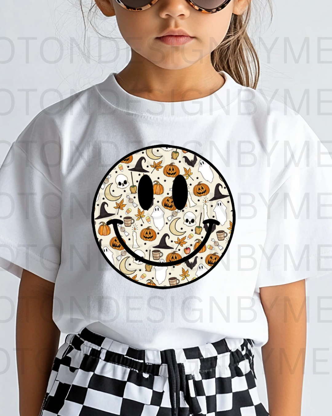 Smiley W/ Halloween Pattern Youth Tee