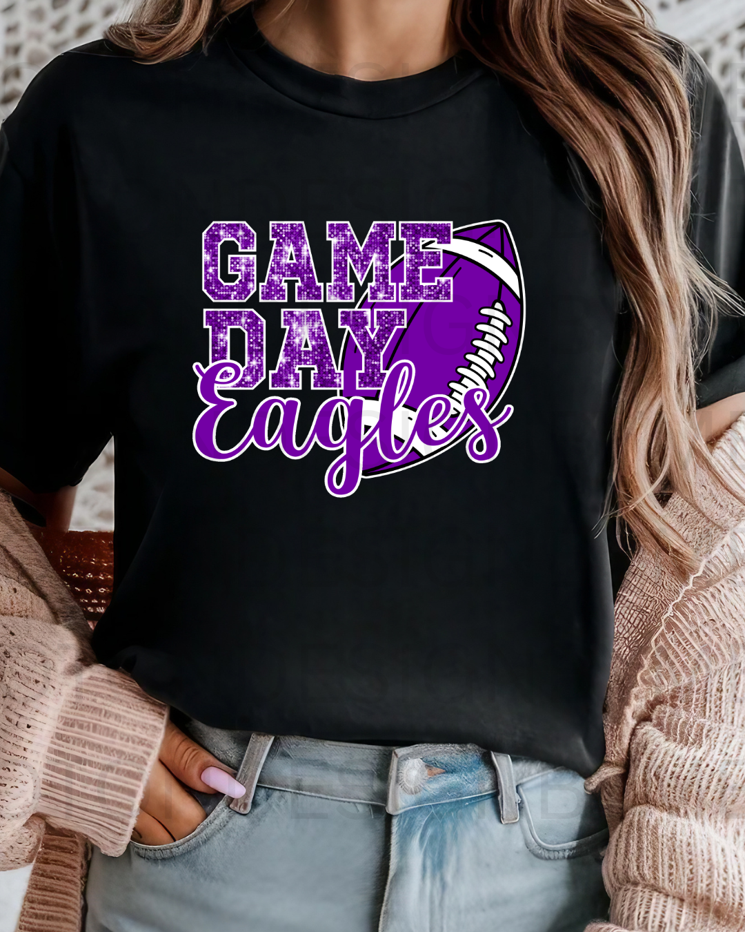 Game Day Eagles Sparkle Tee