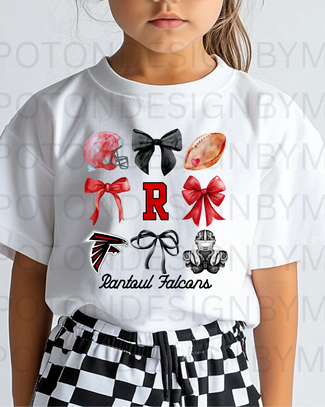 Rantoul Falcons Coquette Bow Youth Tee