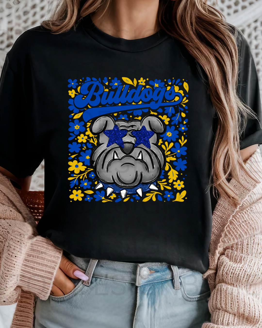 Bulldogs Groovy Blue & Gold Tee