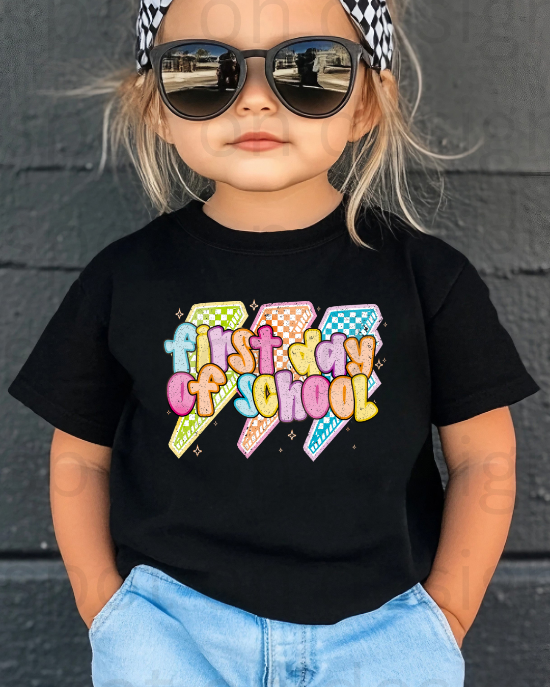 First Day Of School Lighting Bolt Chalk Youth Tee