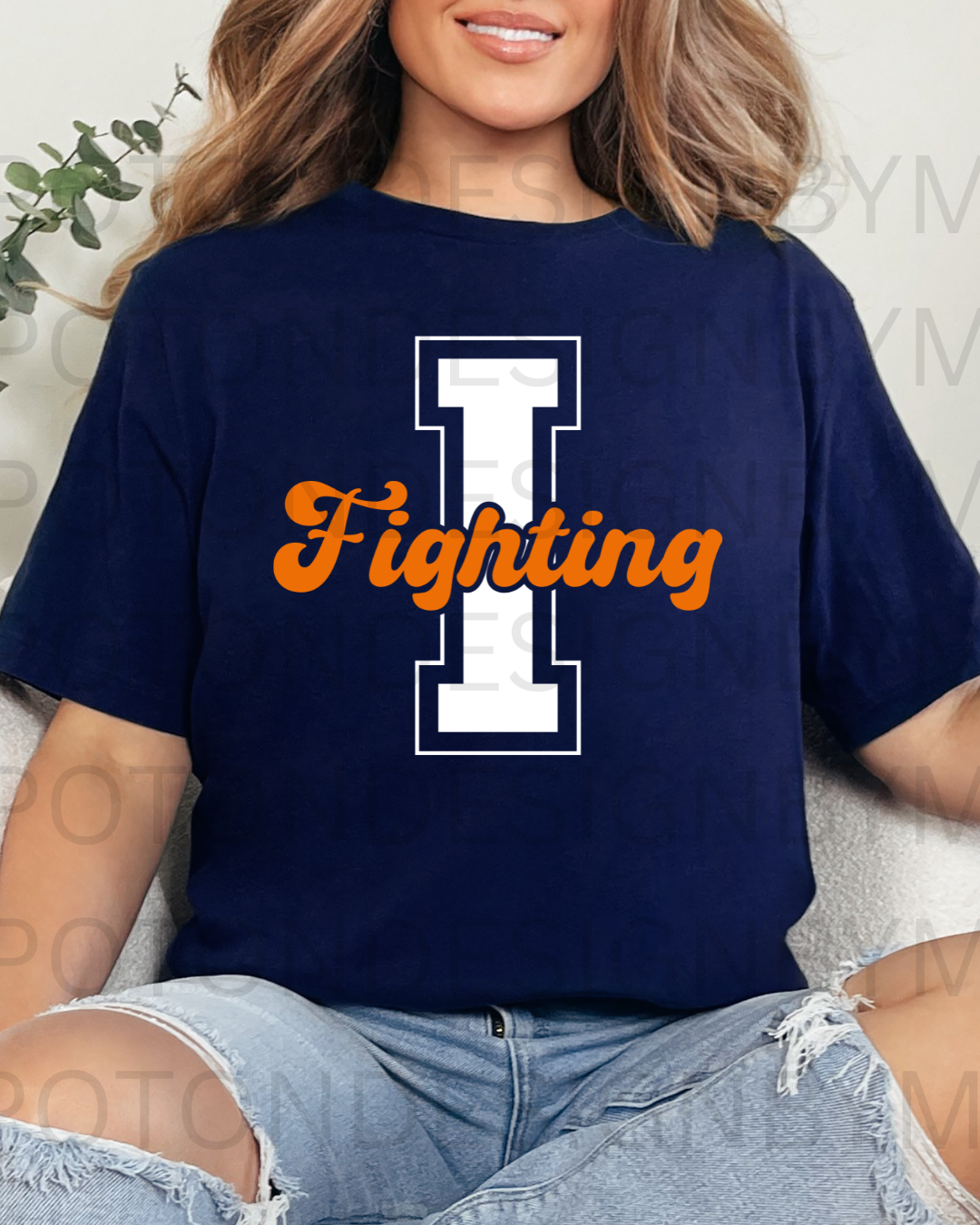 Big I W/ Fighting In Cursive Tee