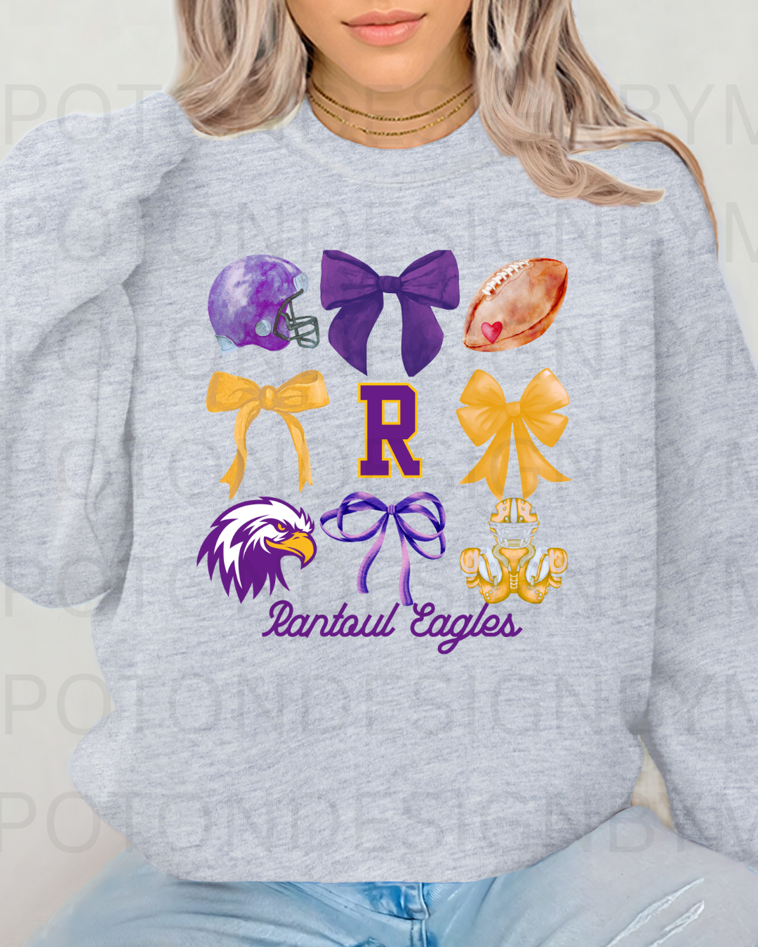 Rantoul Eagles Coquette Bow Crewneck