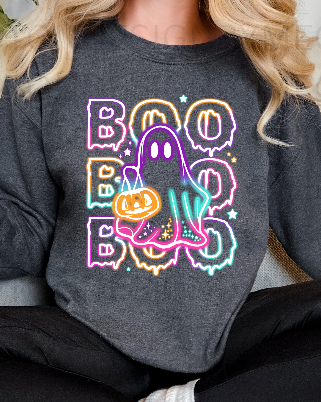Neon Boo w/ Ghost Crewneck