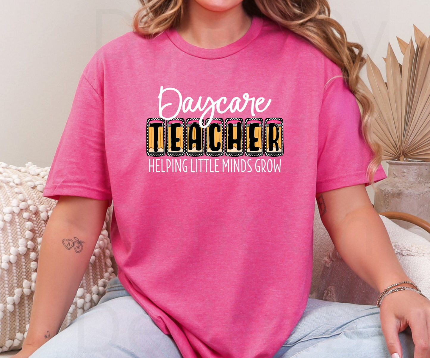 Daycare Teacher w/ Pencil Letters Tee
