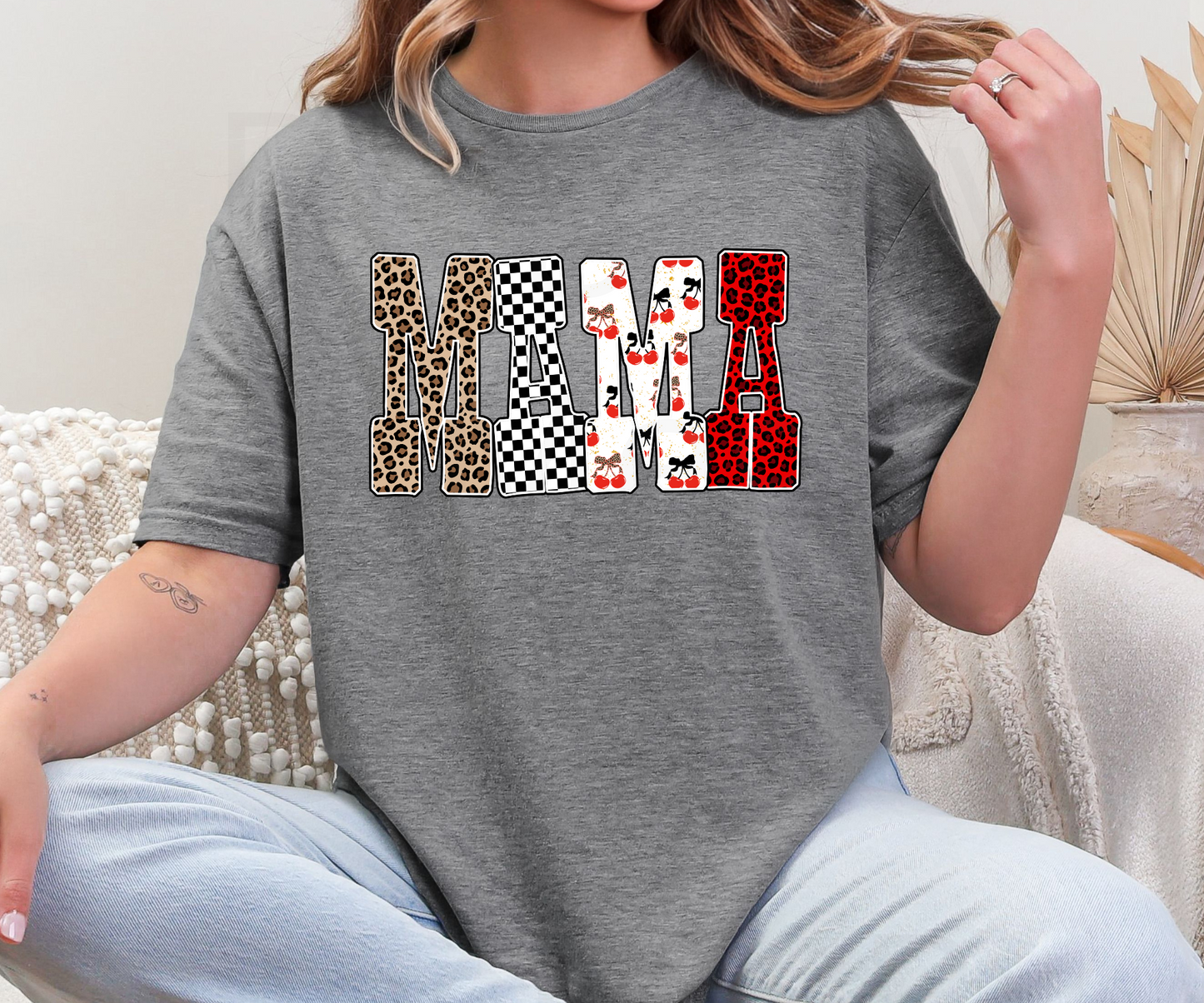 Leopard Checkered Cherry Mama Tee