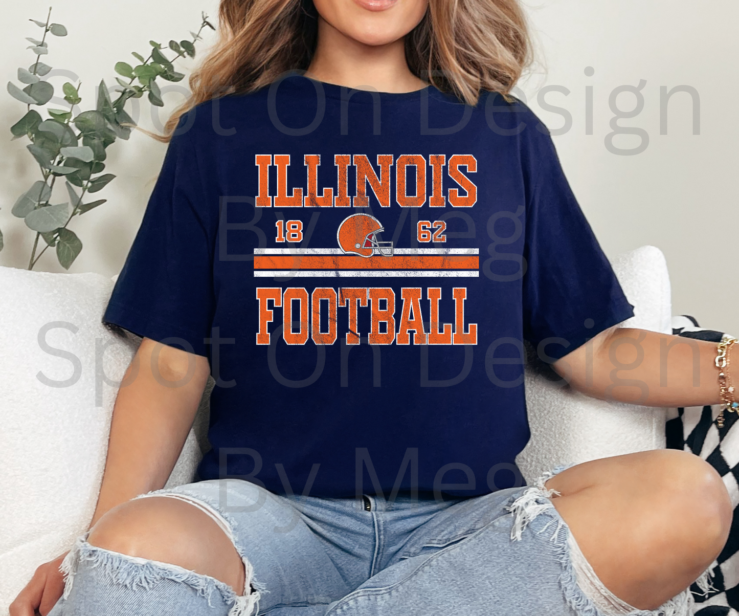 Illinois Football Distressed Tee