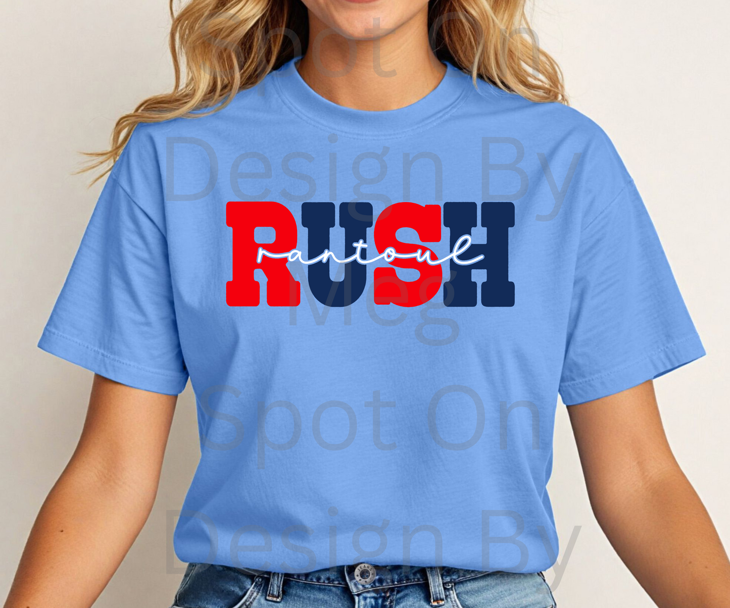 Rantoul Rush W/ Red And Navy Letter Tee