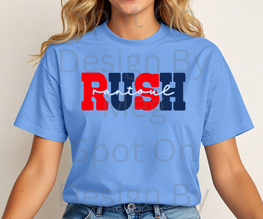 Rantoul Rush W/ Red And Navy Letter Tee