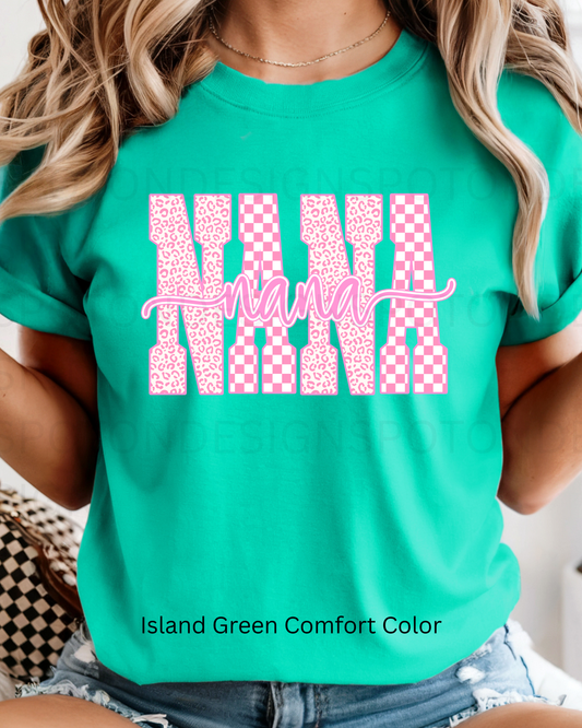 Nana w/ Pink & White Checkered Tee