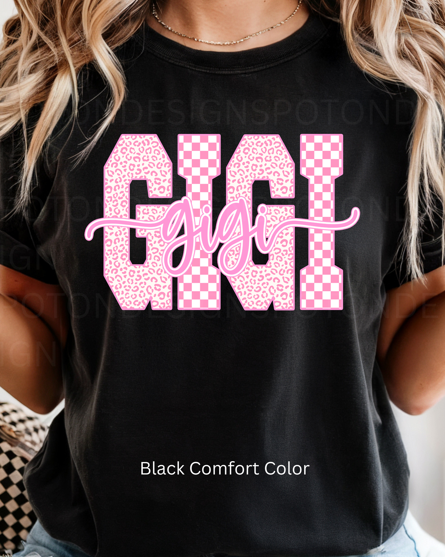 Gigi w/ Pink & White Checkered Tee