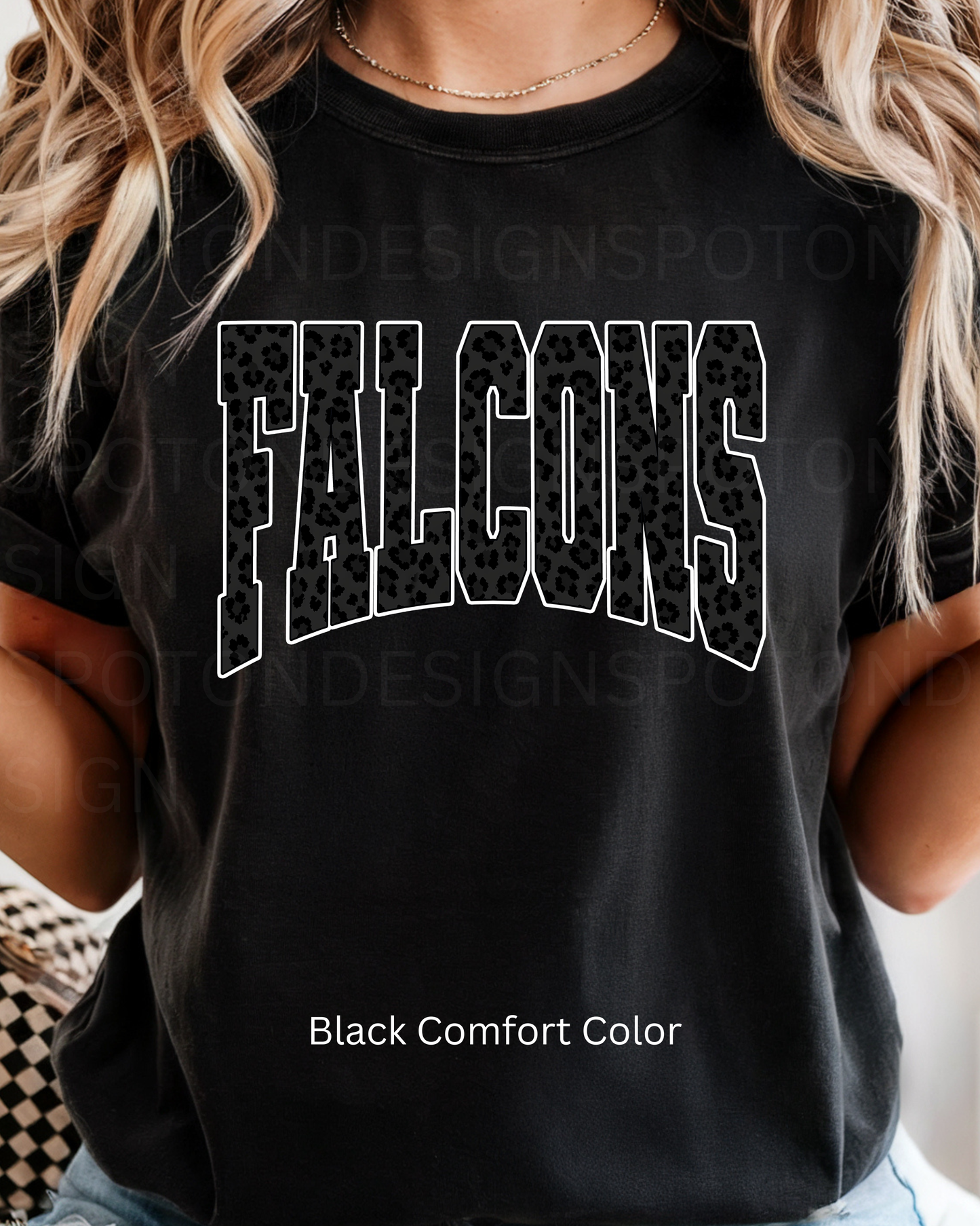 Falcons Black Leopard Mascot Tee