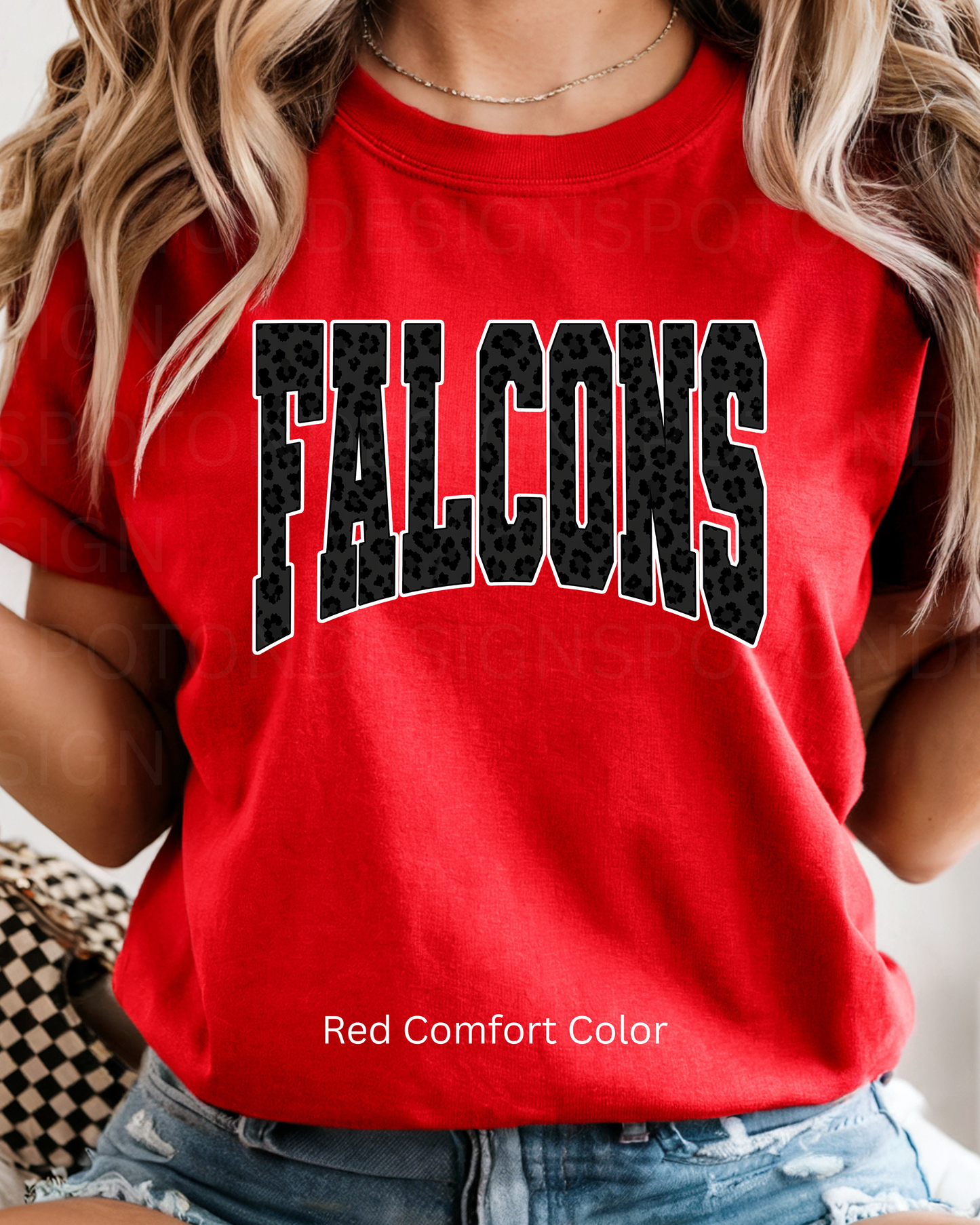 Falcons Black Leopard Mascot Tee