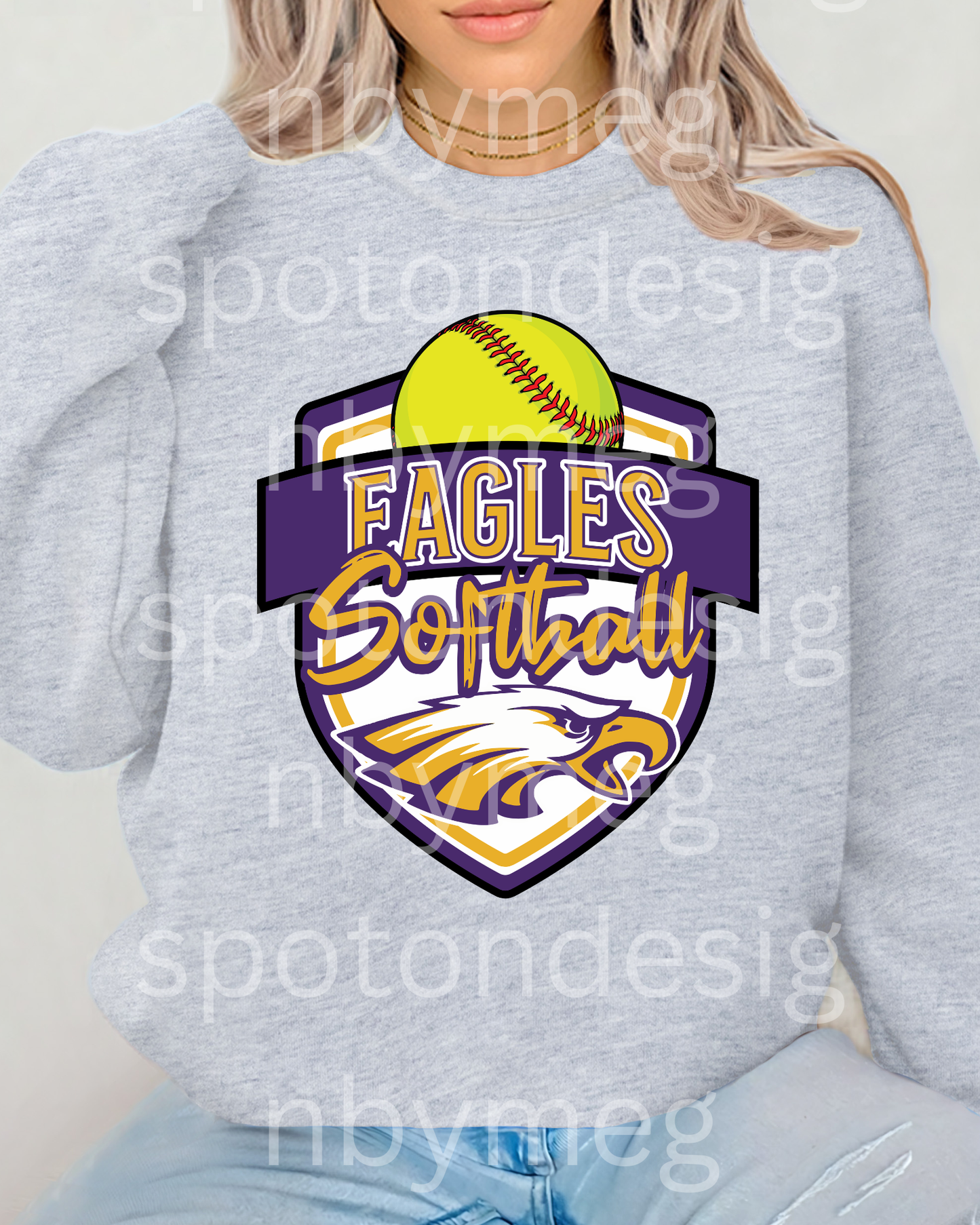 Eagles Softball Purple &Gold Crewneck