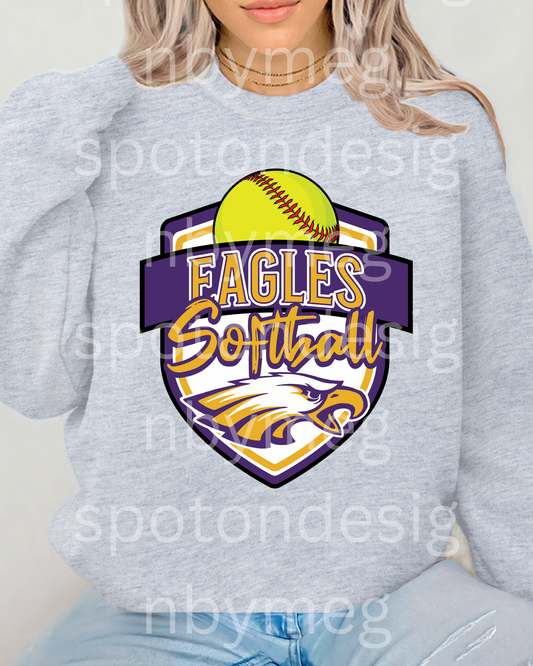 Eagles Softball Purple &Gold Crewneck