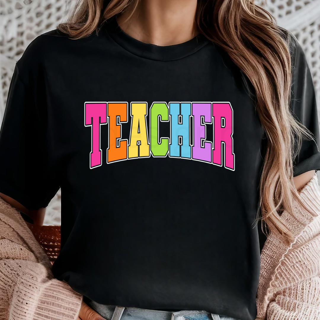 Bright Rainbow Teacher Tee
