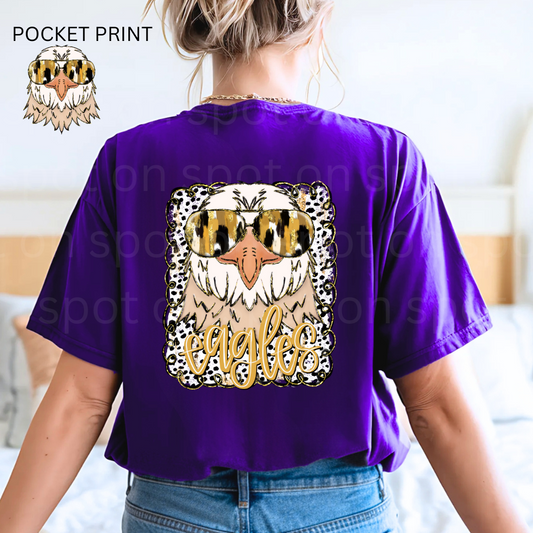 Eagles In Gold w/ Shades Front Pocket & Back Tee