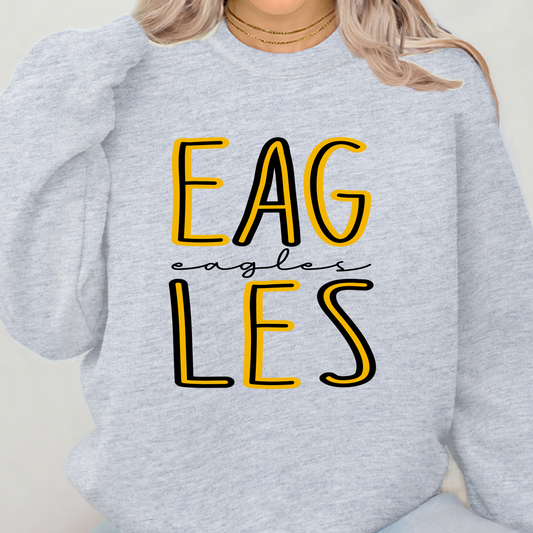 Eagles Gold & Black Font Crewneck