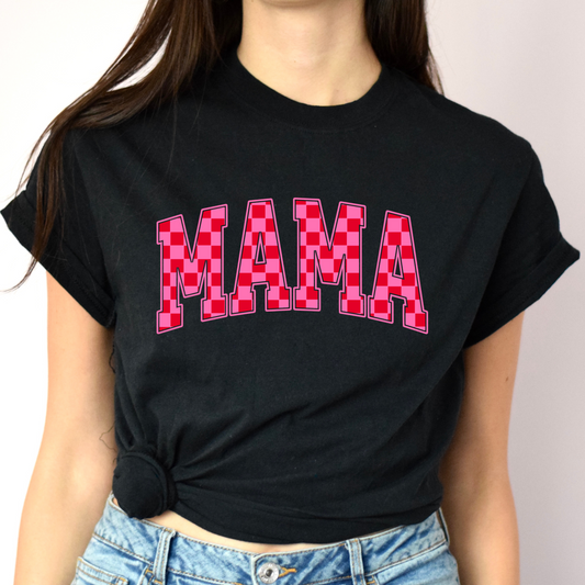 Mama Pink Checkered Tee