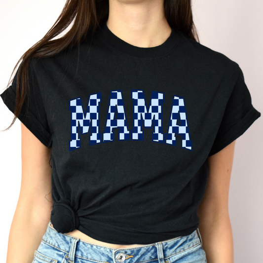 Mama Blue Checkered Tee