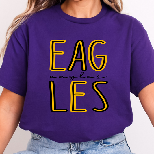 Eagles Gold & Black Font Tee