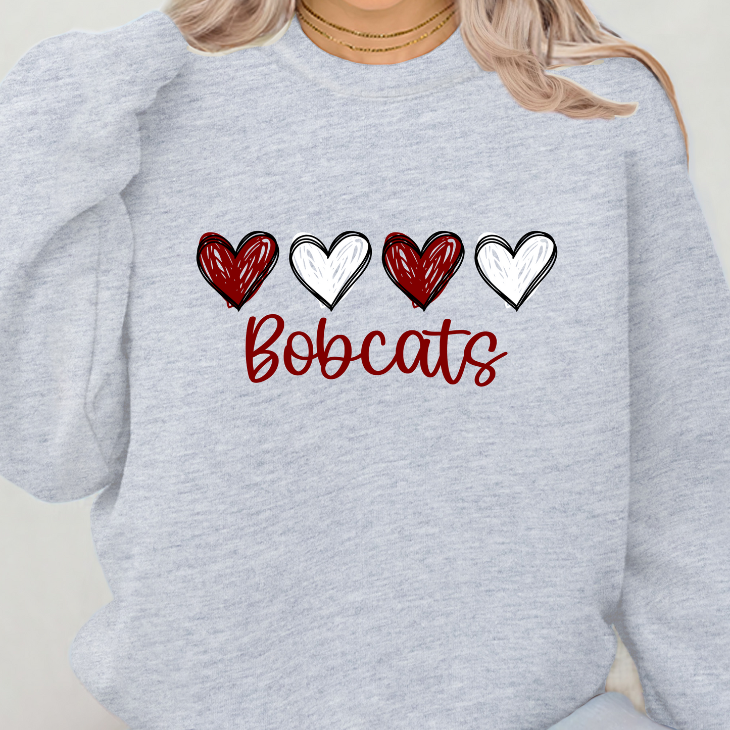 Bobcats Four Heart Crewneck