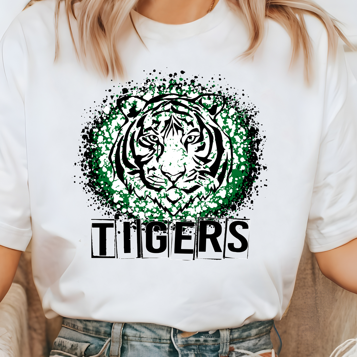 Tigers w/ Splatter Background Tee