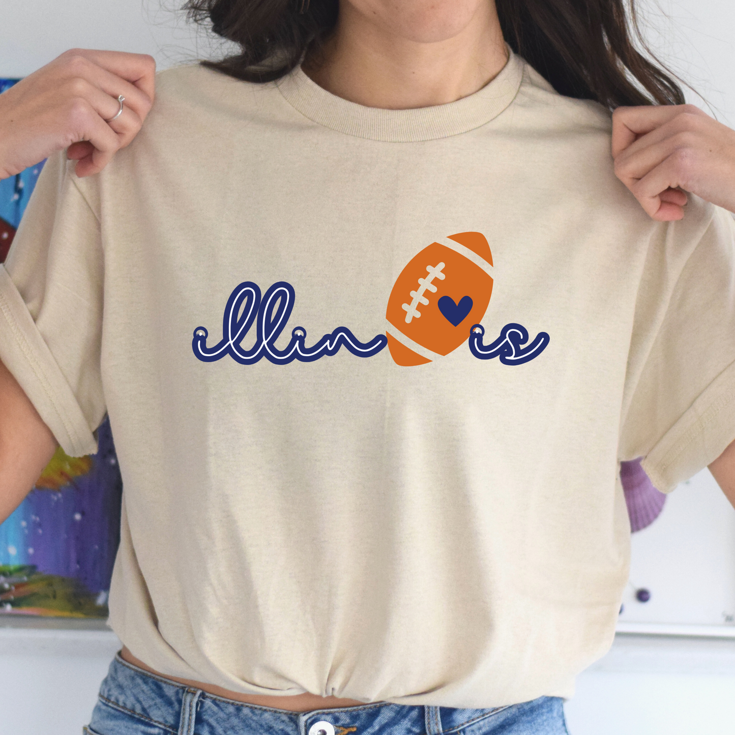 Illinois w/ Orange Football Tee