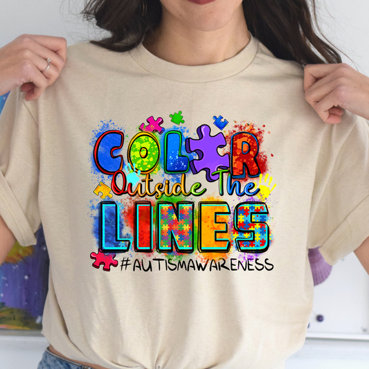 Color Outside The Lines Autism Awareness Tee