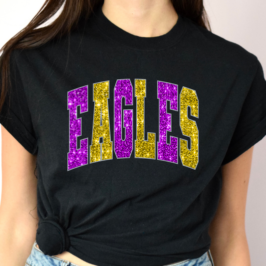 Eagles Purple & Gold Faux Glitter Tee