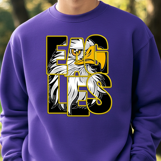 Eagles w/ Eagle Head Lettering Crewneck