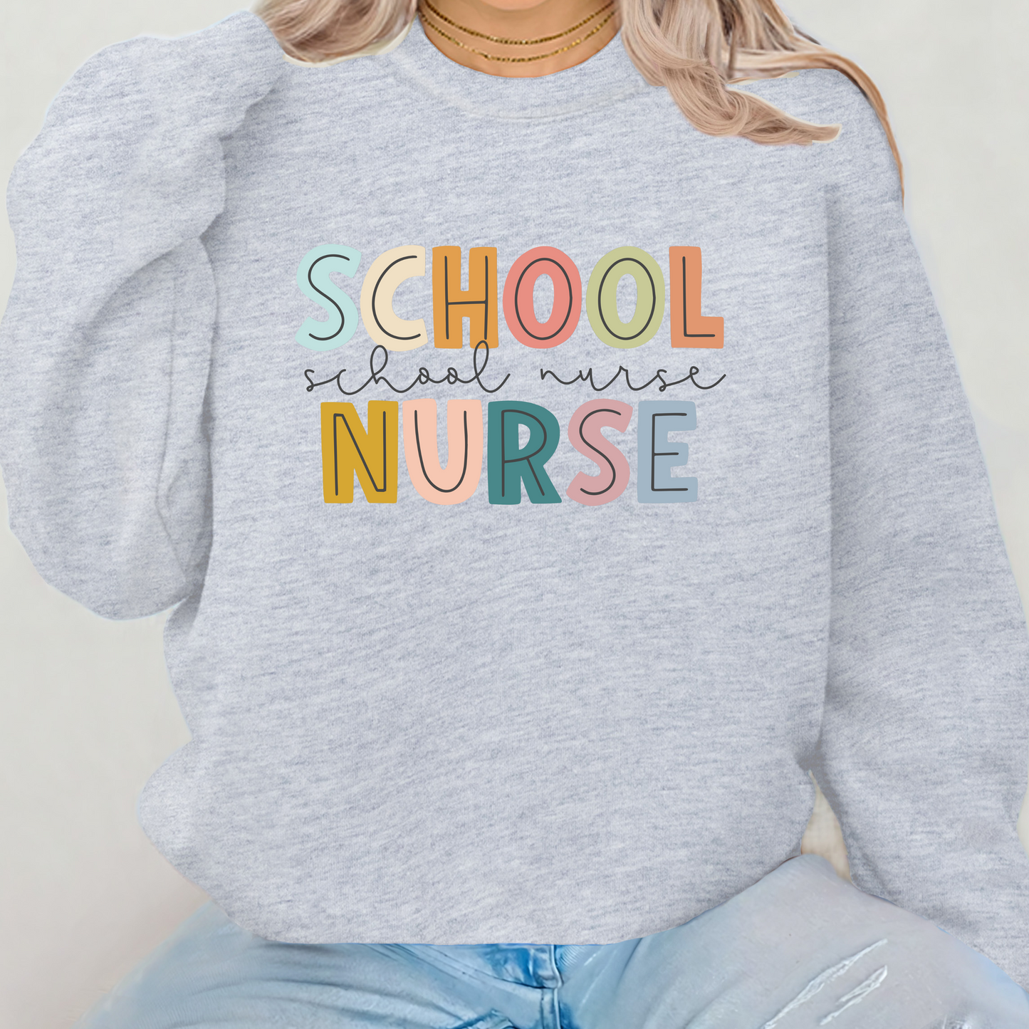 School Nurse Colorful Crewneck