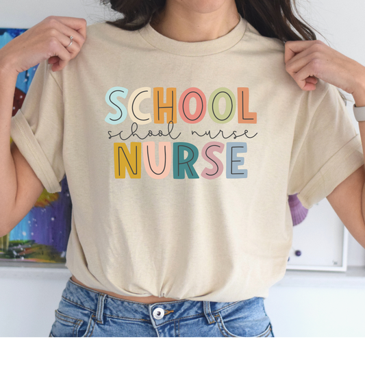 School Nurse Colorful Tee