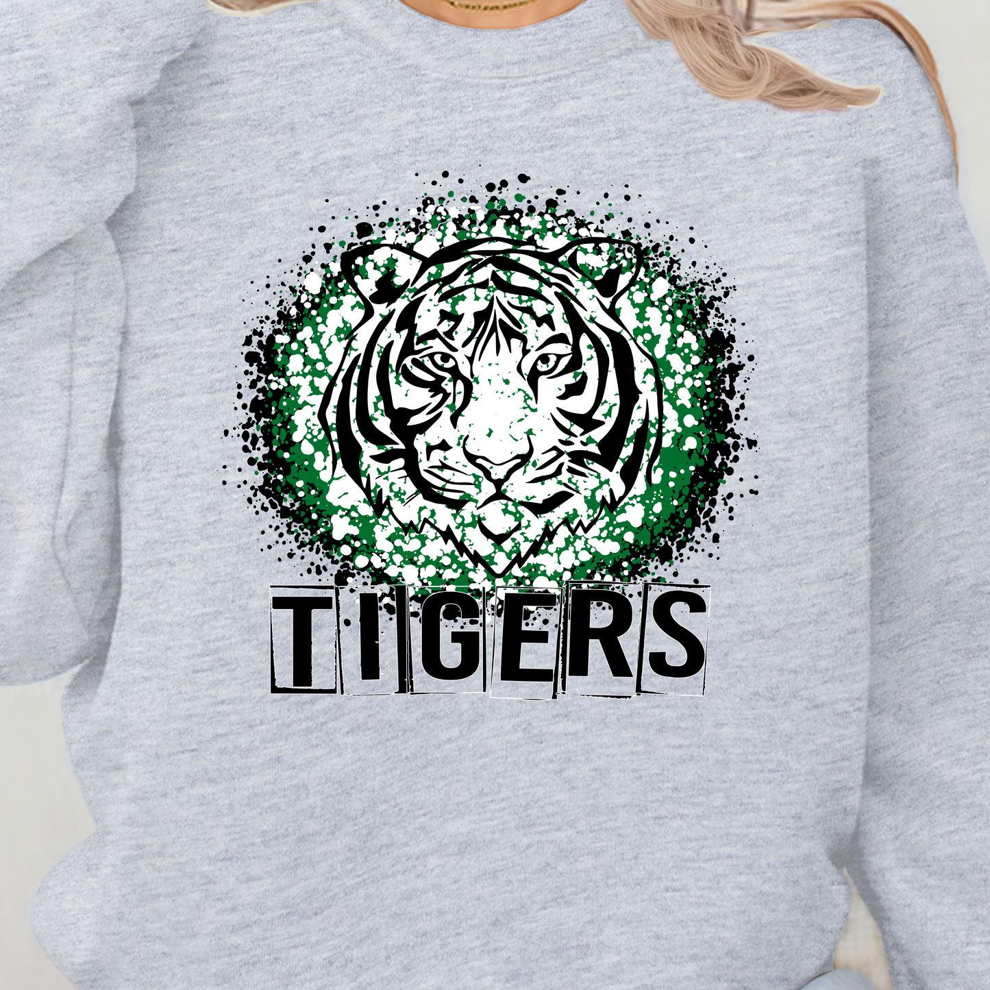 Tigers w/ Splatter Background Crewneck