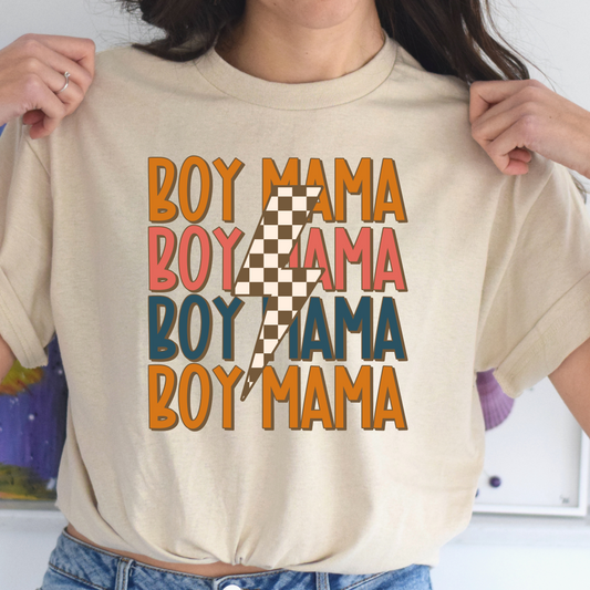 Boy Mama w/ Checkered Lighting Bolt Tee