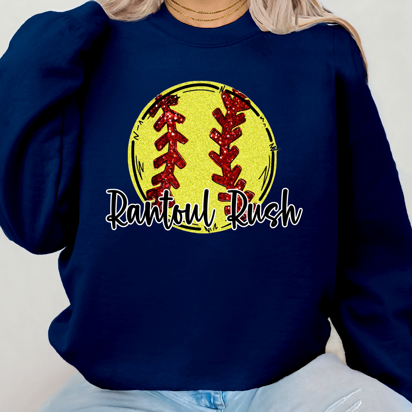 Rantoul Rush Softball w/ Sparkle Crewneck