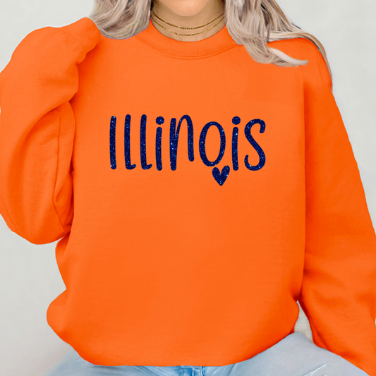 Illinois In Blue Sparkle Crewneck