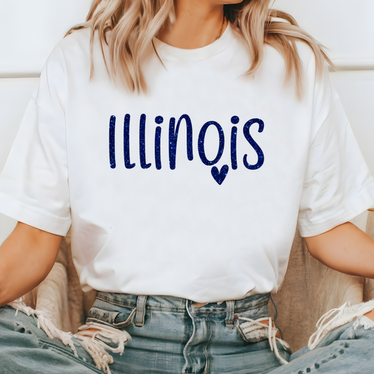 Illinois In Blue Sparkle Tee