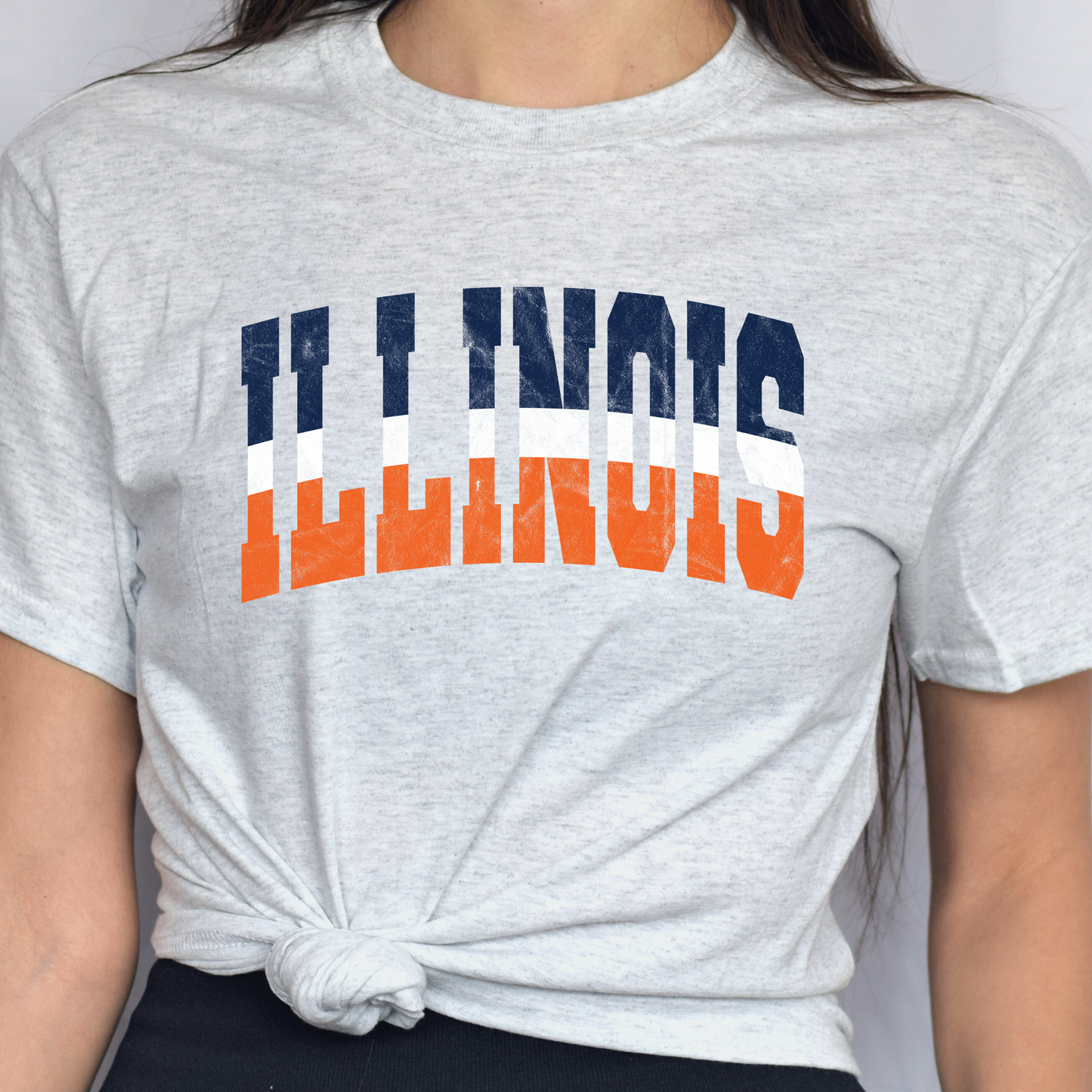 Illinois Stripped Distressed Tee