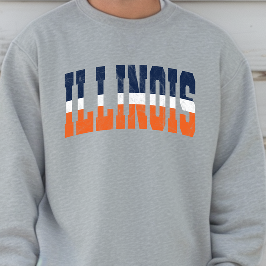 Illinois Stripped Distressed Crewneck